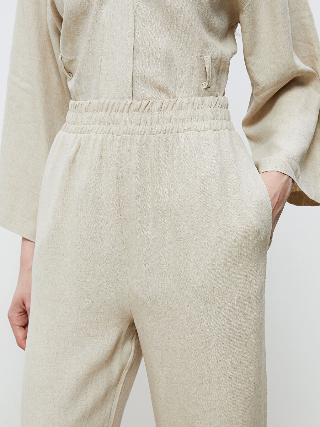 Soulife Elasticated Waist Linen-Look Women's Trousers -S5RL99Z8-HZZ