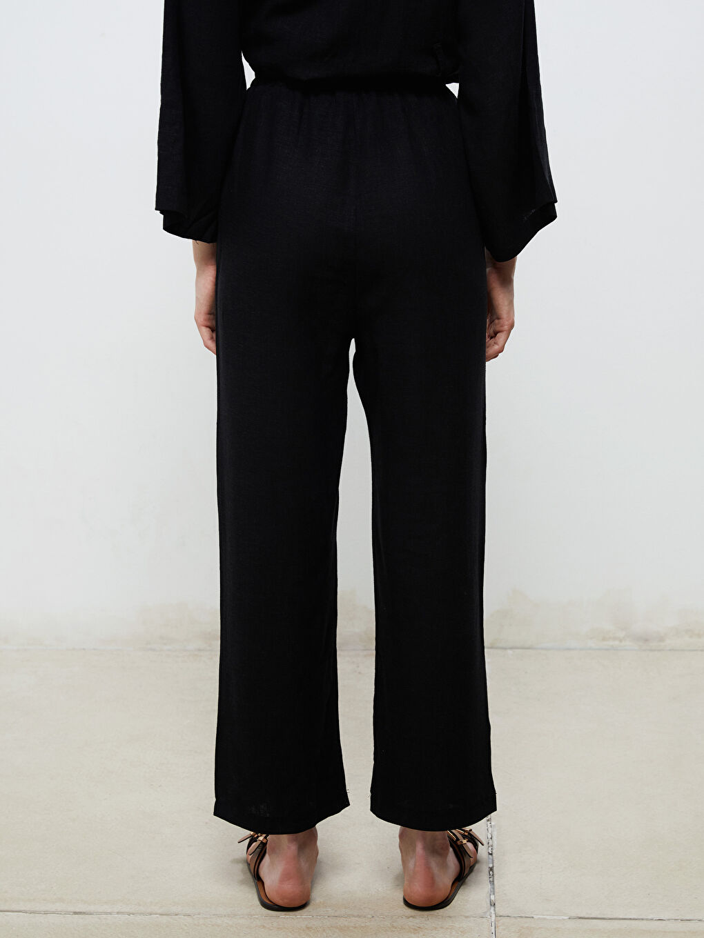 Soulife Elasticated Waist Linen-Look Women's Trousers -S5RL99Z8-CVL