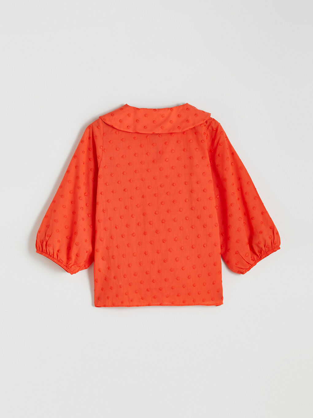 Turuncu Bebe Yaka Nakışlı Fiyonklu Bluz-5