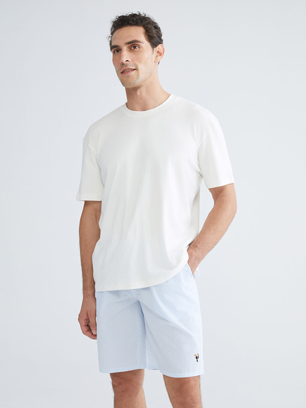 Mavi Standart Kalıp Erkek Pijama Alt Şort