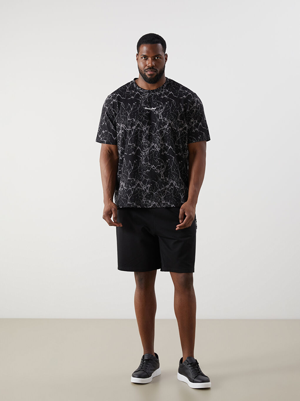 Plus Size Crew Neck Patterned Cotton Men's T-Shirt -S5RM31Z8-CVL
