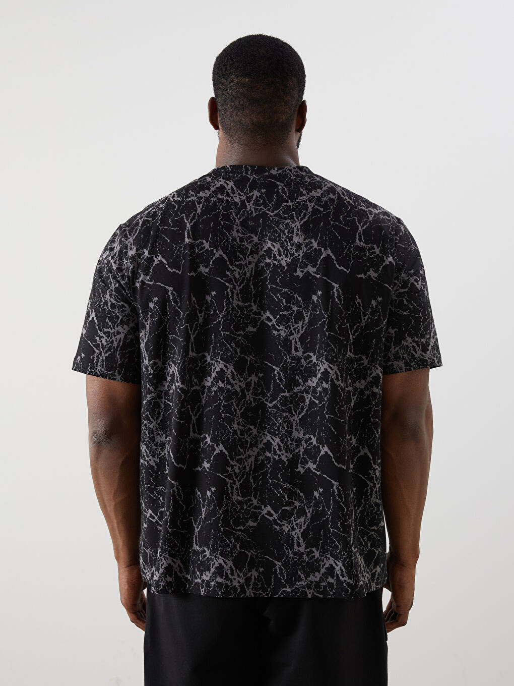 Plus Size Crew Neck Patterned Cotton Men's T-Shirt -S5RM31Z8-CVL