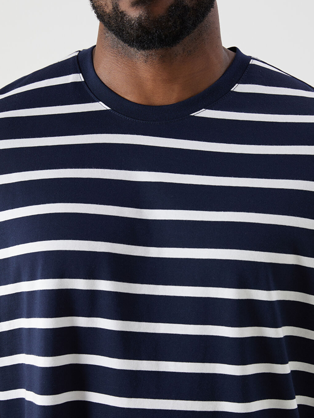 Plus Size Crew Neck Striped Cotton Men's T-Shirt -S5RM32Z8-LSH