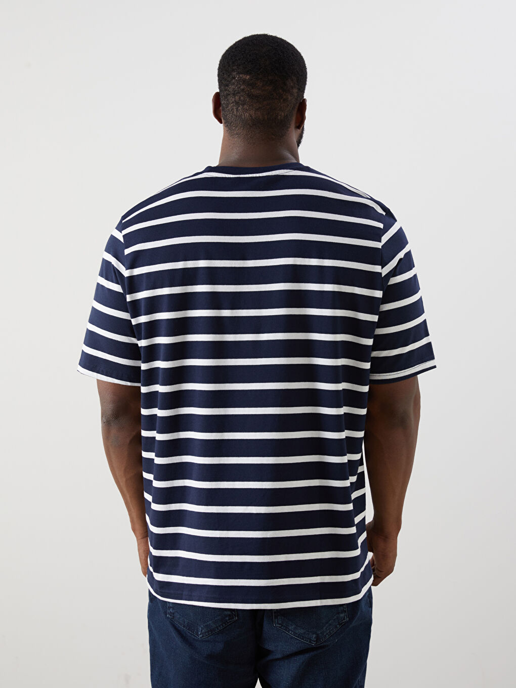 Plus Size Crew Neck Striped Cotton Men's T-Shirt -S5RM32Z8-LSH