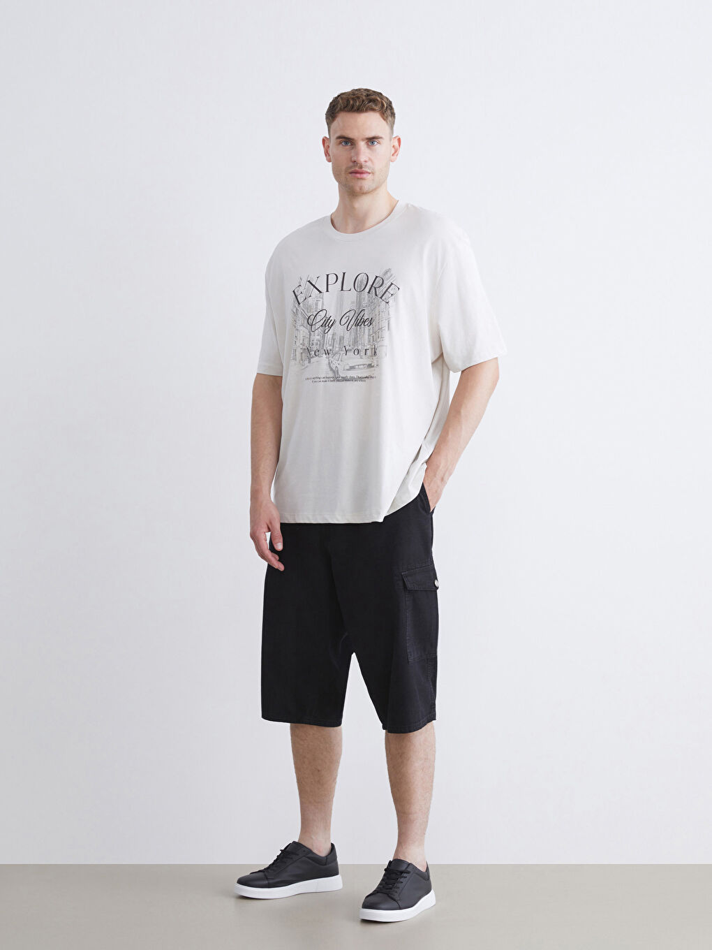 Plus Size Crew Neck Printed Cotton Men's T-Shirt-2