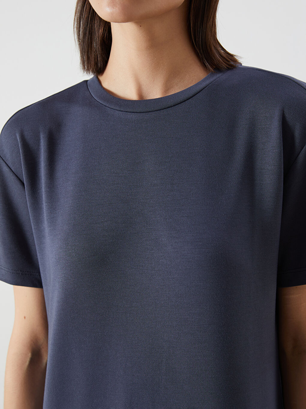 Antrasit Bisiklet Yaka Elbise-2