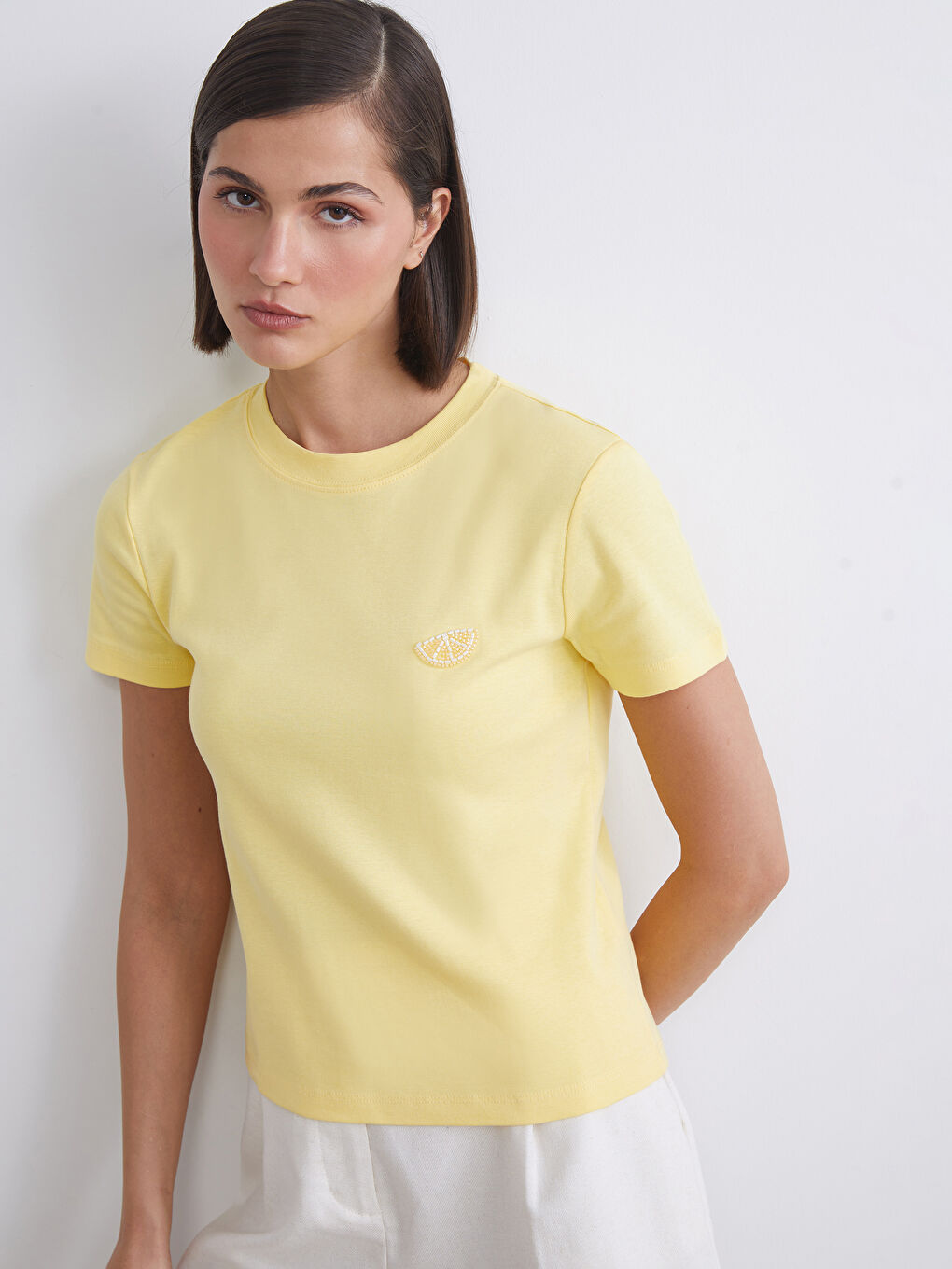 LCW Vision Crew Neck Embellished Women's T-Shirt -S5RM41Z8-FRN