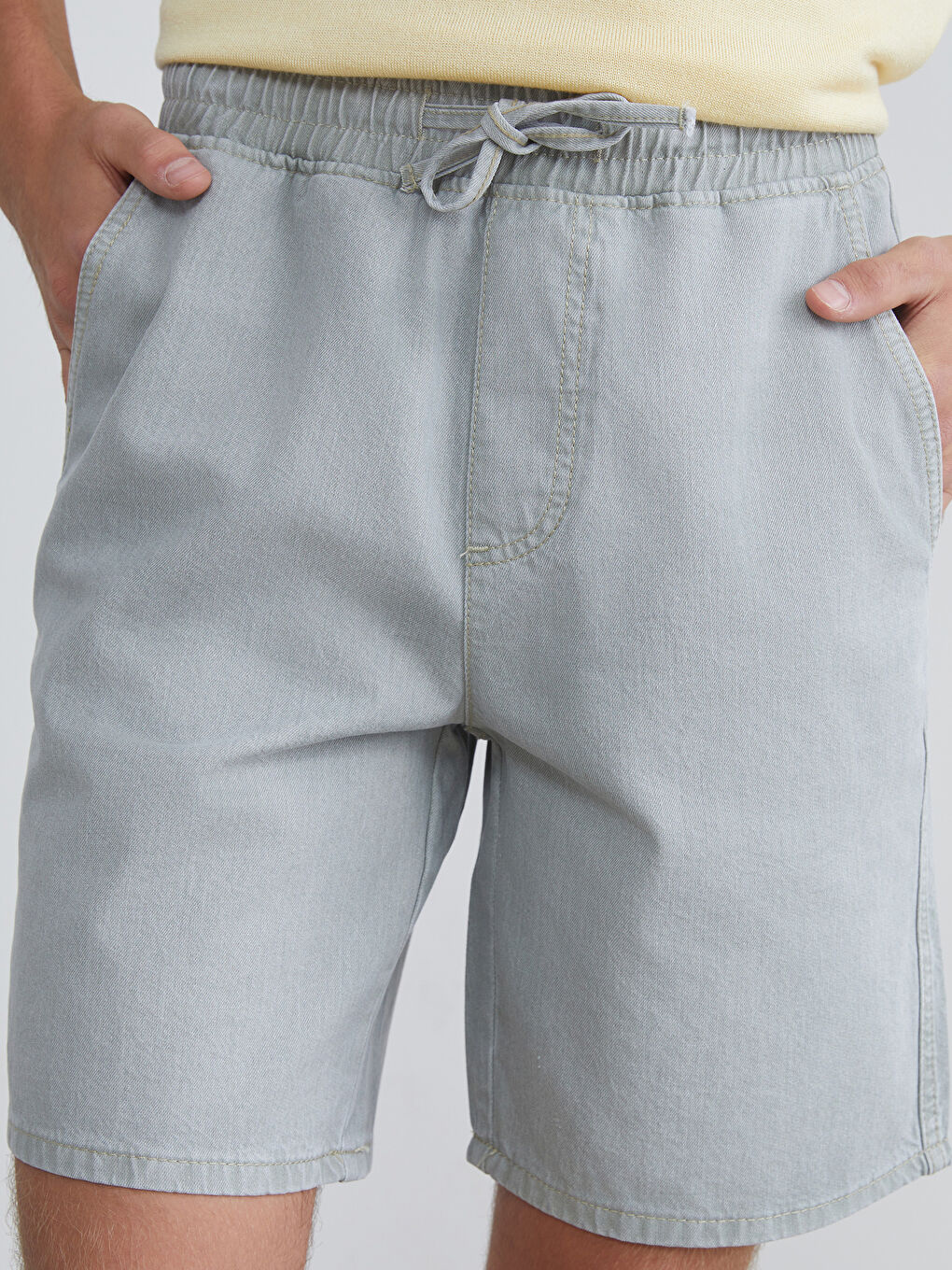 Yeşil Rahat Kalıp Erkek Jean Şort-2