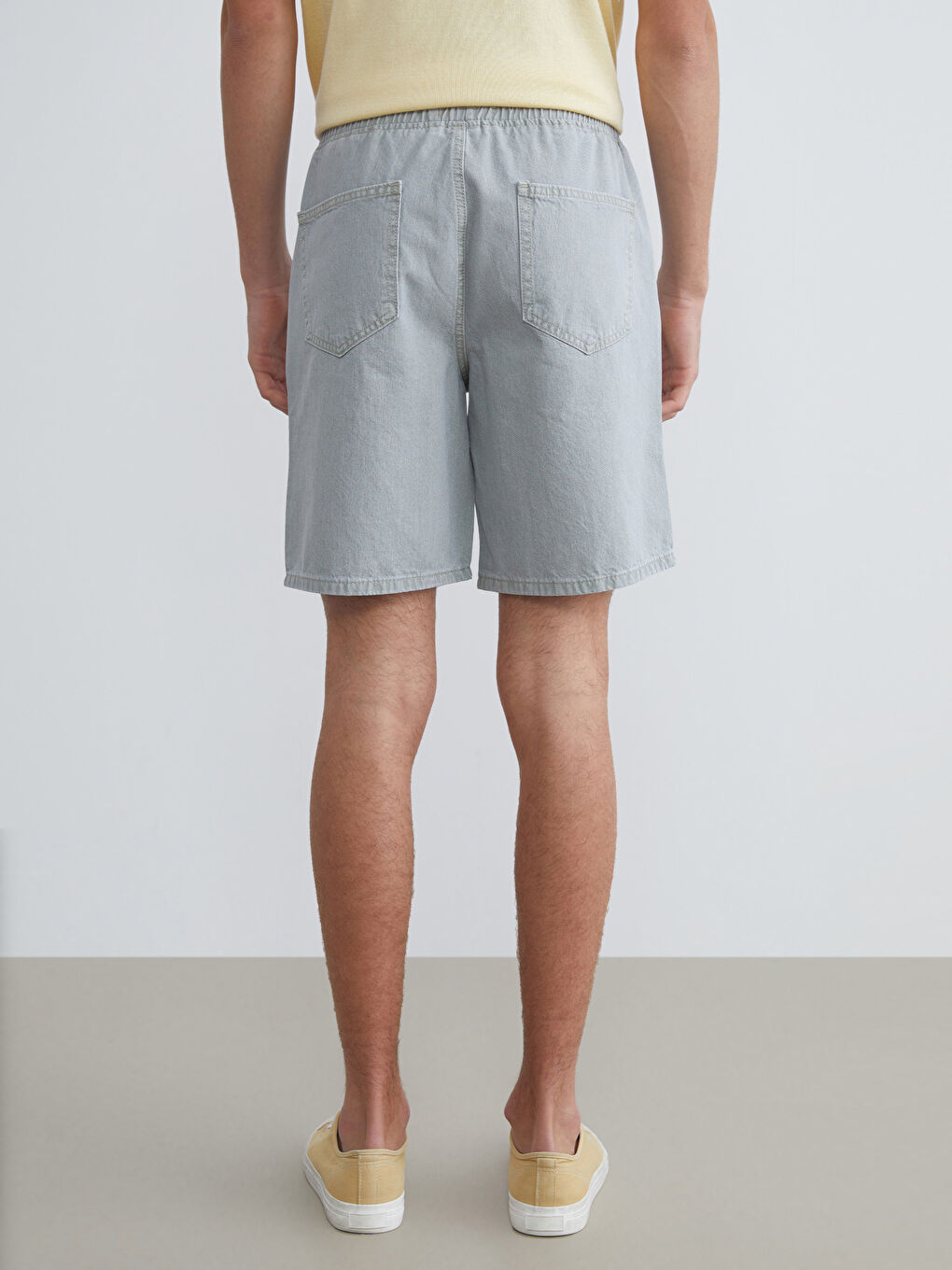 Yeşil Rahat Kalıp Erkek Jean Şort-3