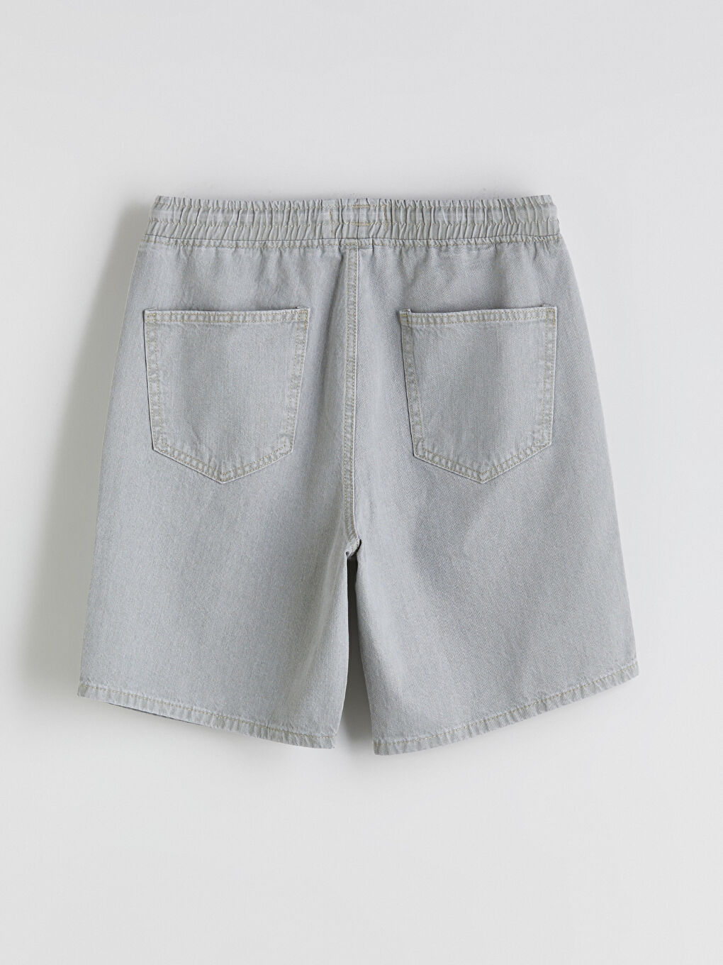 Yeşil Rahat Kalıp Erkek Jean Şort-5