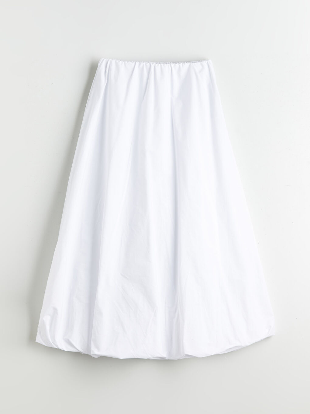 Beyaz Beli Lastikli Poplin Balon Etek-4