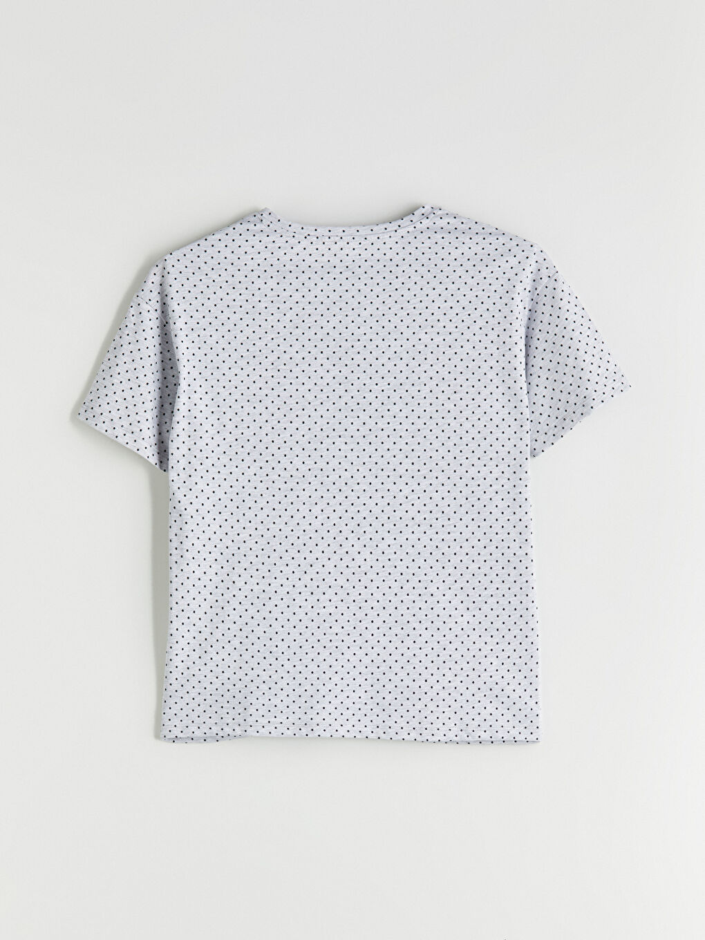 Gri Bisiklet Yaka Baskılı Kadın Şortlu Pijama Takımı-6