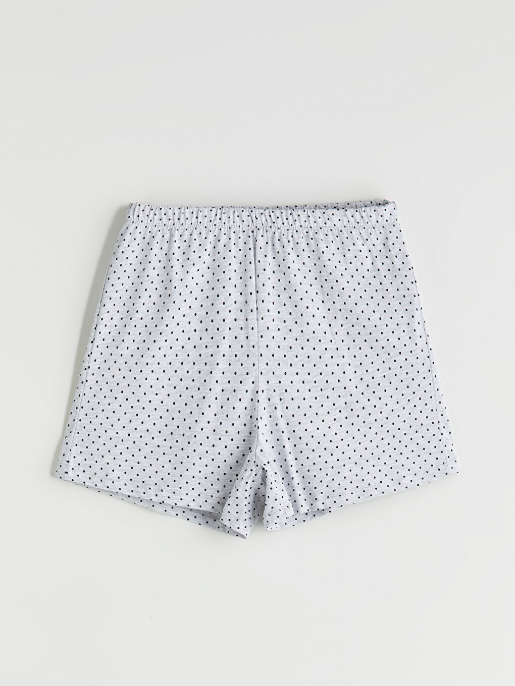 Gri Bisiklet Yaka Baskılı Kadın Şortlu Pijama Takımı-7