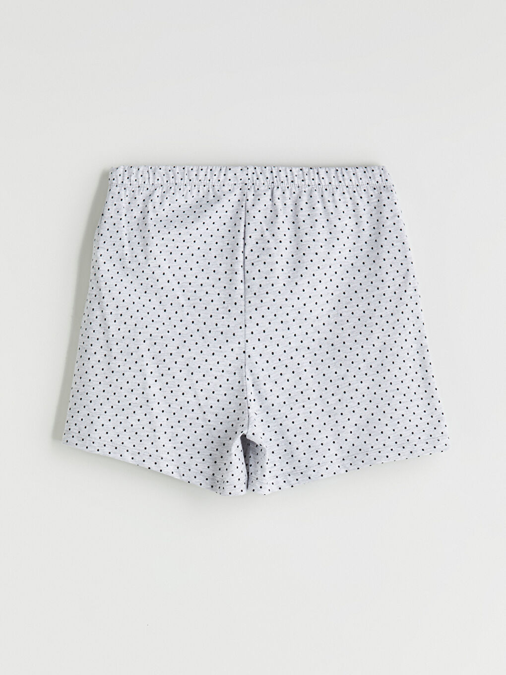 Gri Bisiklet Yaka Baskılı Kadın Şortlu Pijama Takımı-8