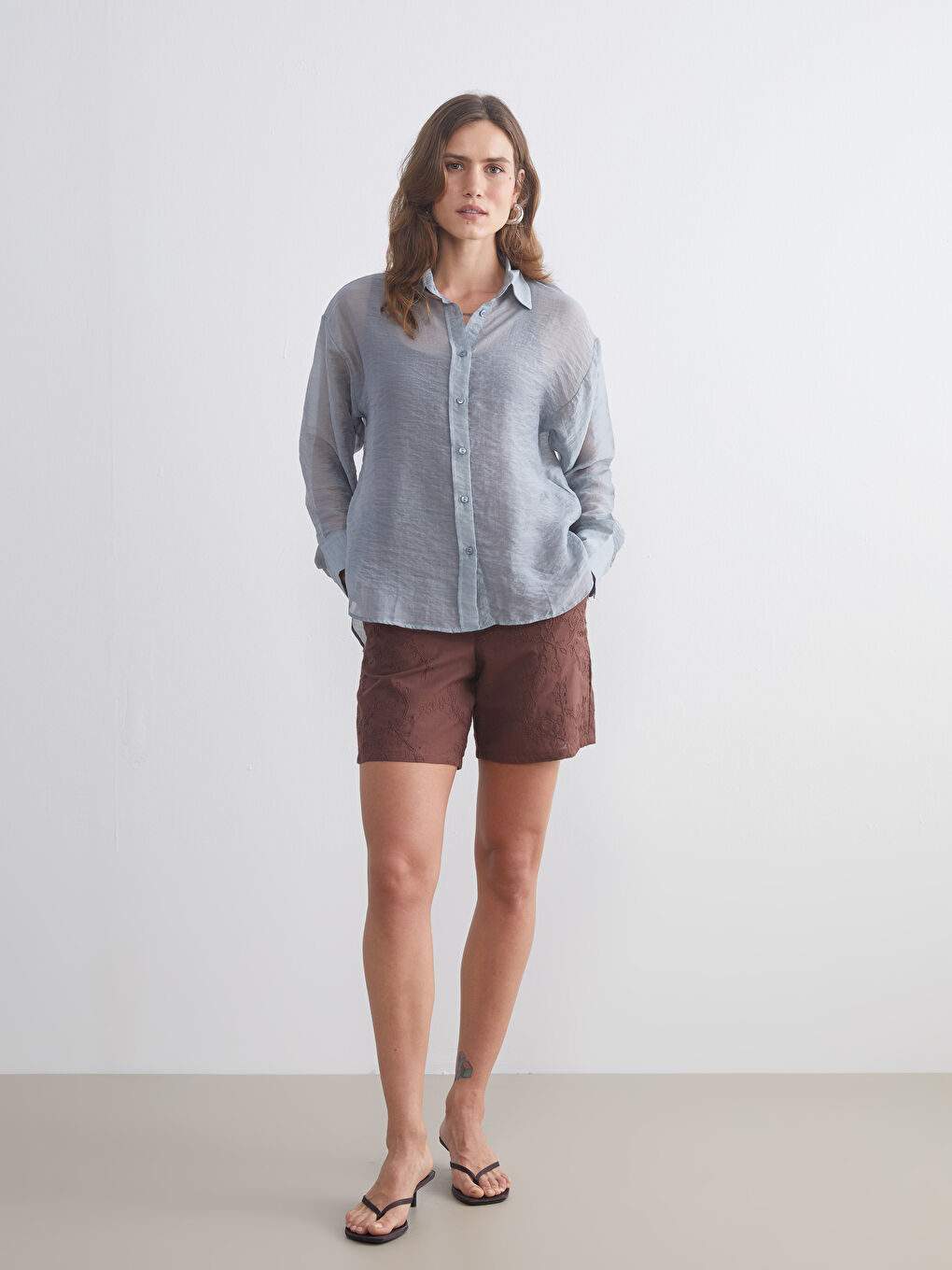 LCWAIKIKI Classic Woman GREY Shirt -S5RM73Z8-13E