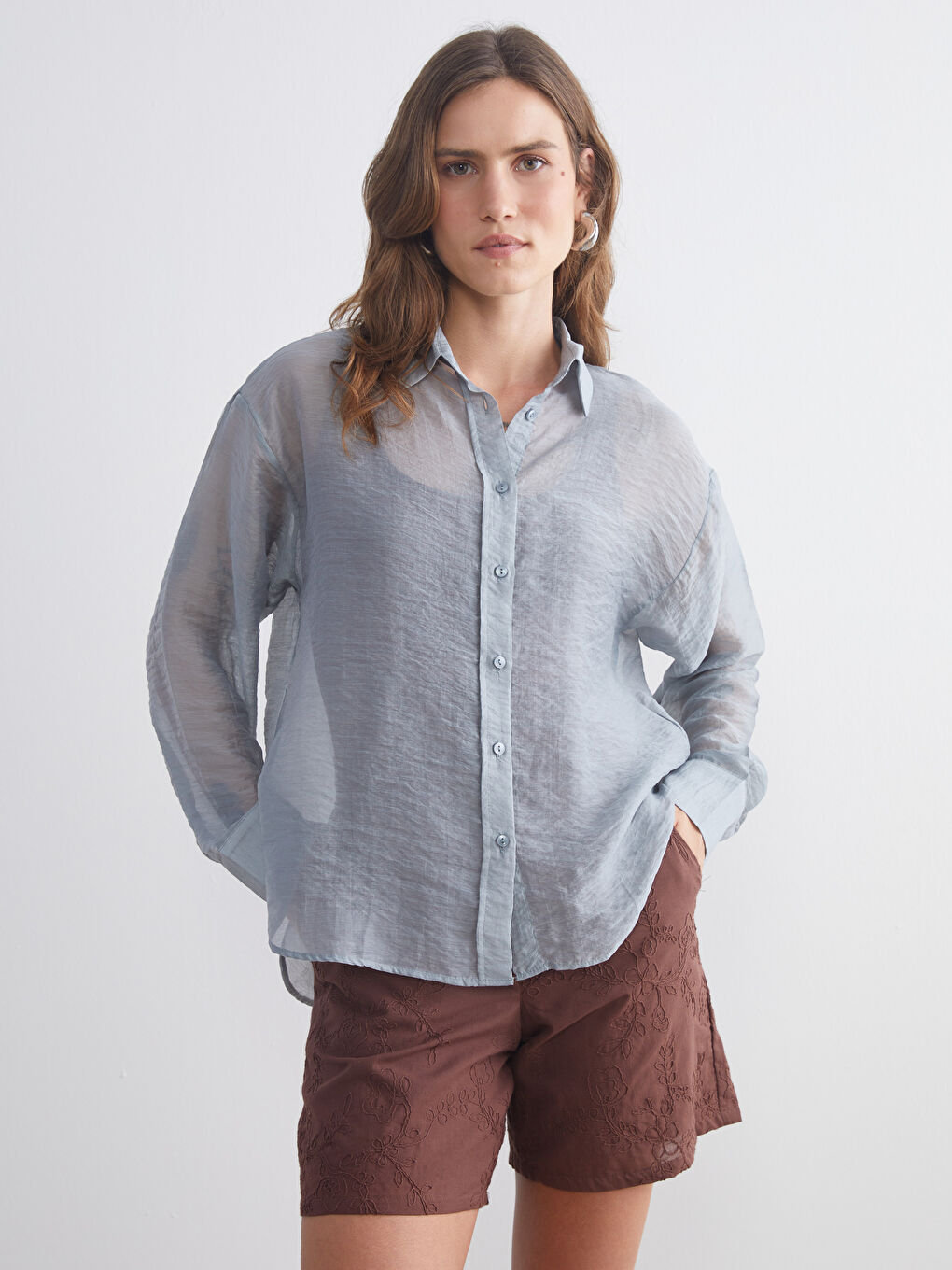 LCWAIKIKI Classic Woman GREY Shirt -S5RM73Z8-13E