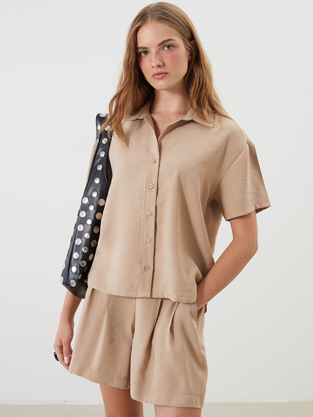 Kahverengi Loose Fit Kadın Gömlek