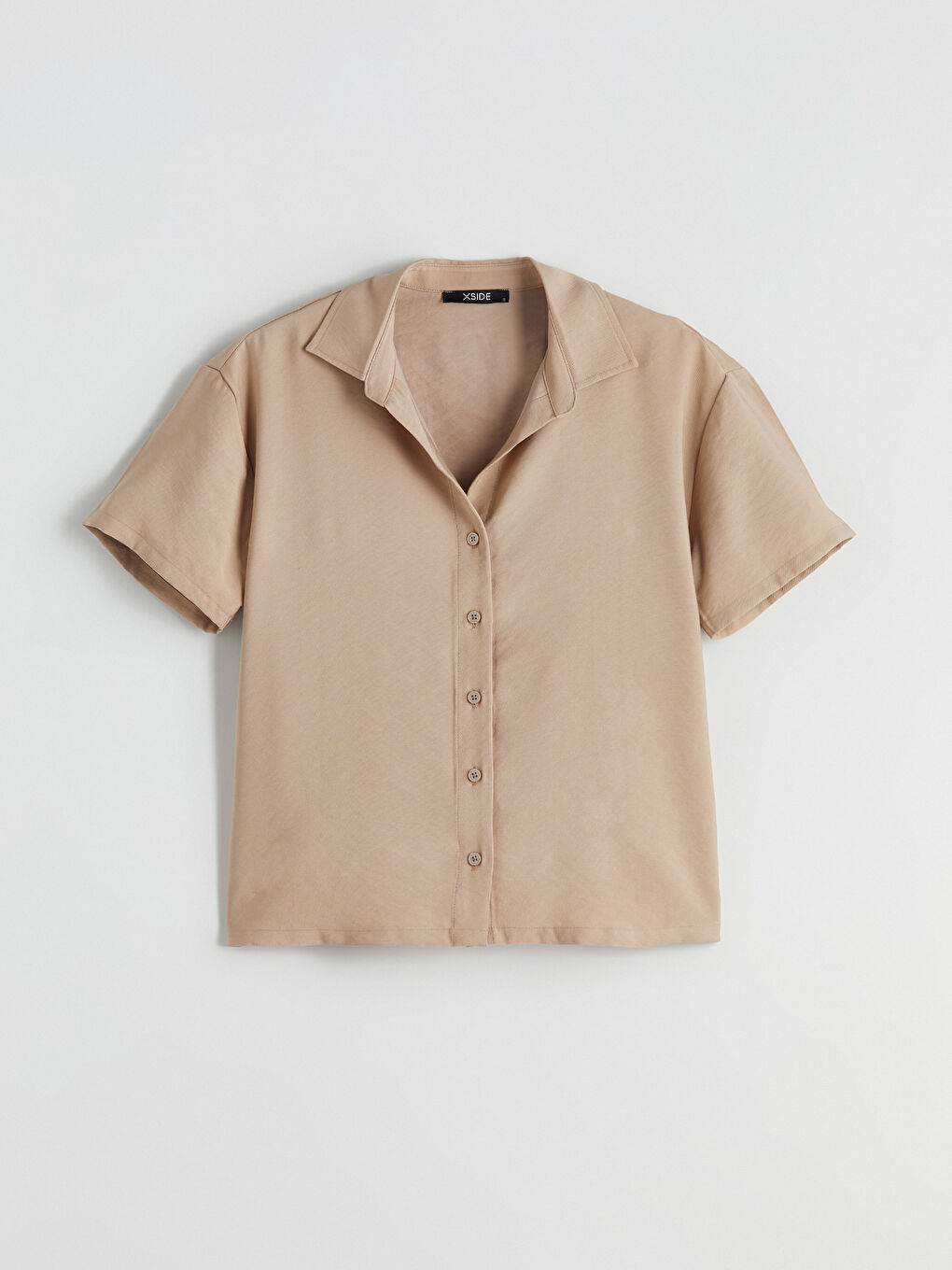 Kahverengi Loose Fit Kadın Gömlek-4
