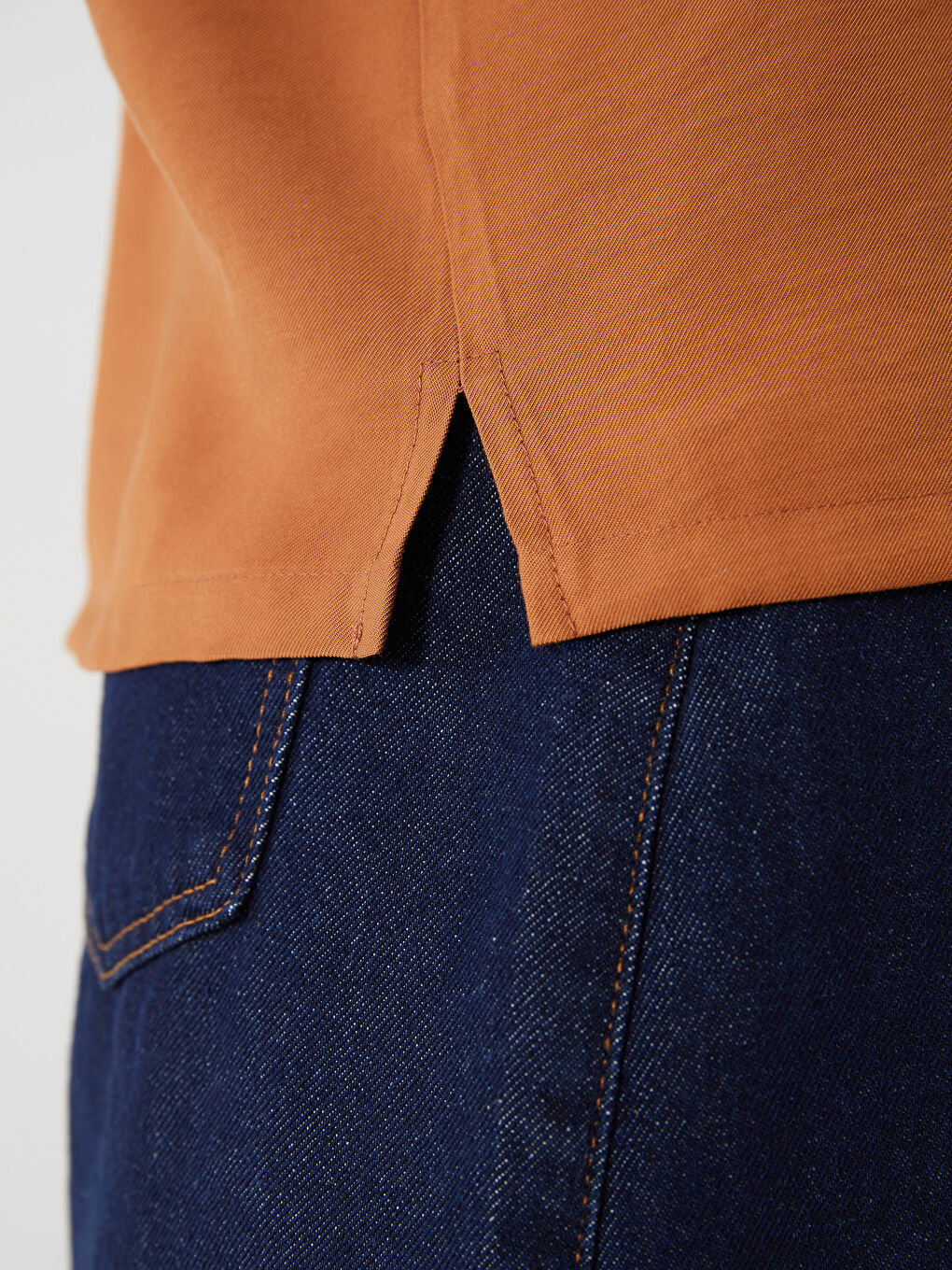 Turuncu Loose Fit Kadın Gömlek-2