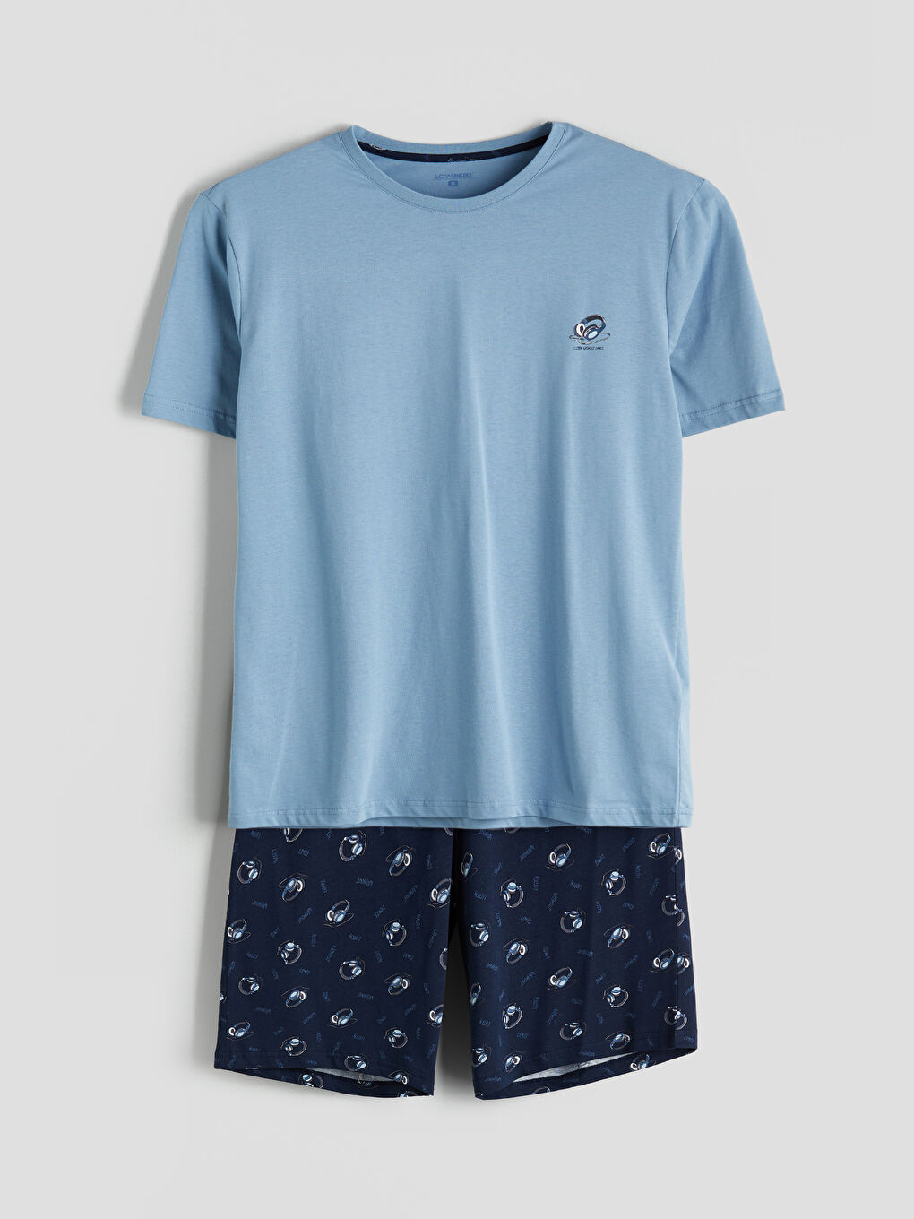 Lacivert Standart Kalıp Erkek Şortlu Pijama Takımı-4