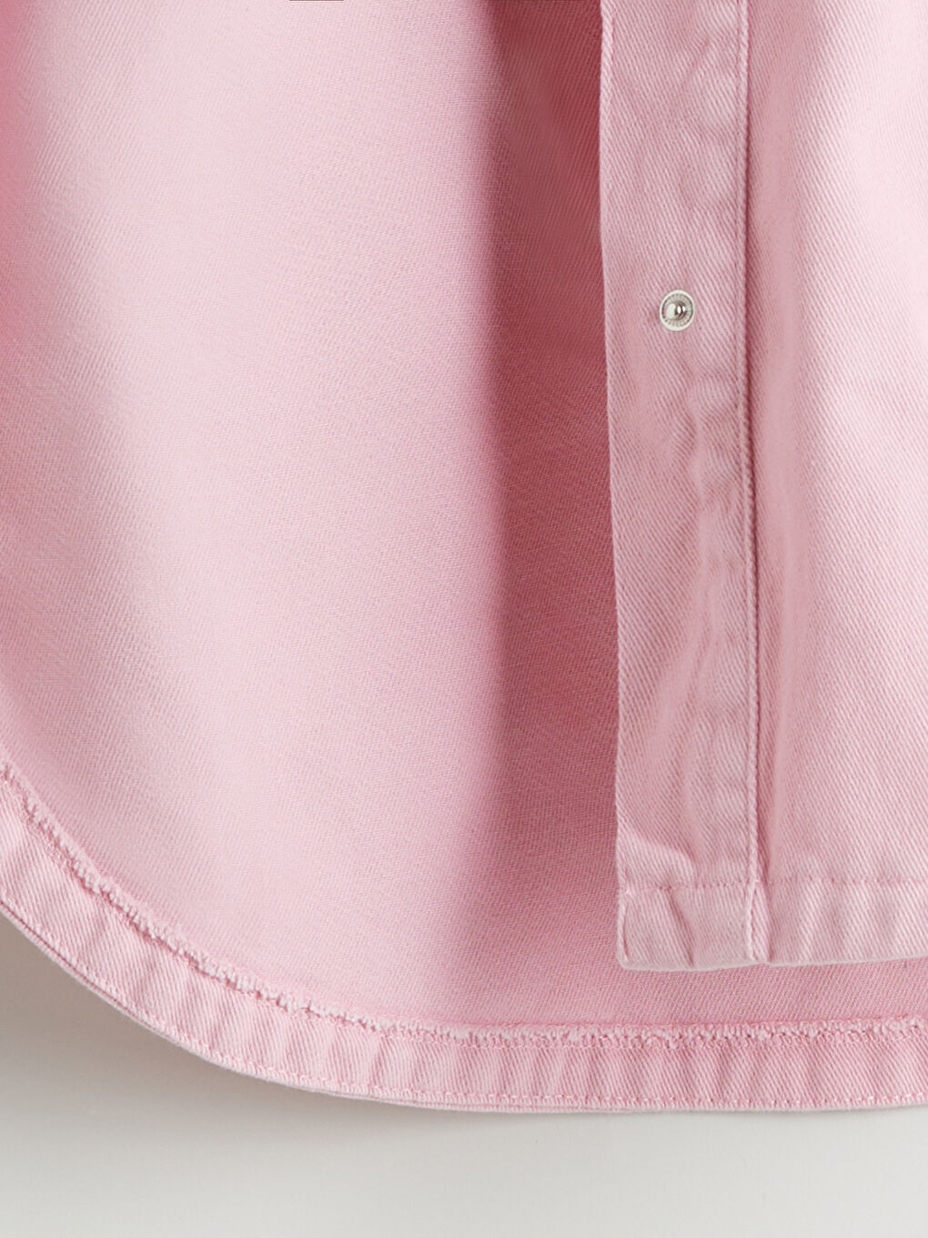 Pembe Loose Fit Kadın Jean Gömlek-6