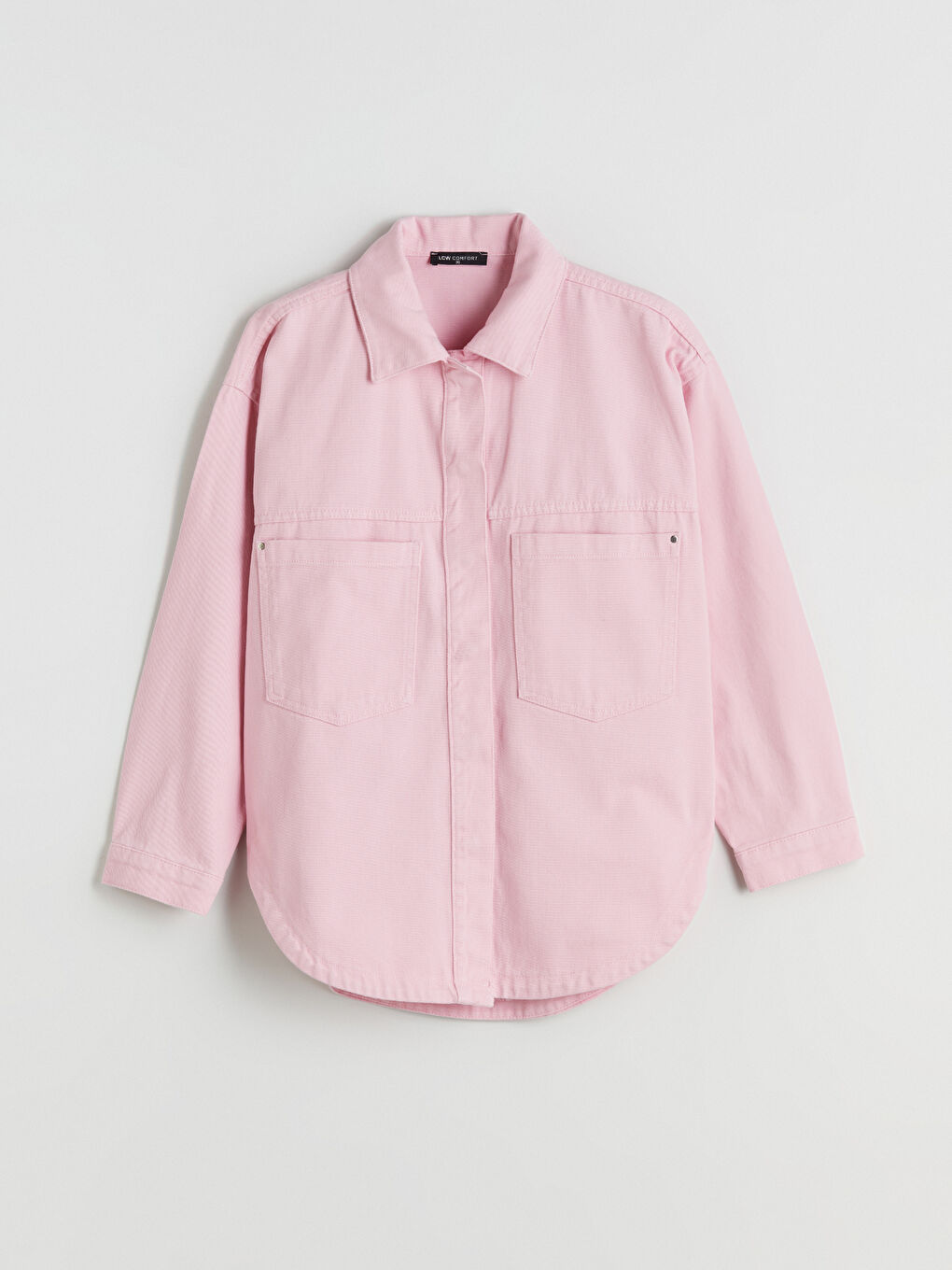 Pembe Loose Fit Kadın Jean Gömlek-4