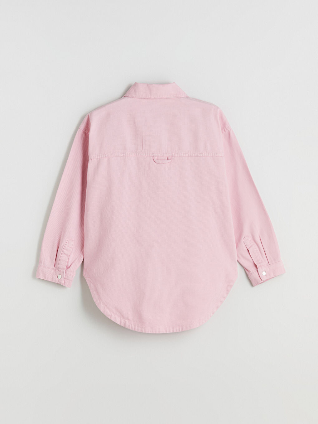 Pembe Loose Fit Kadın Jean Gömlek-5