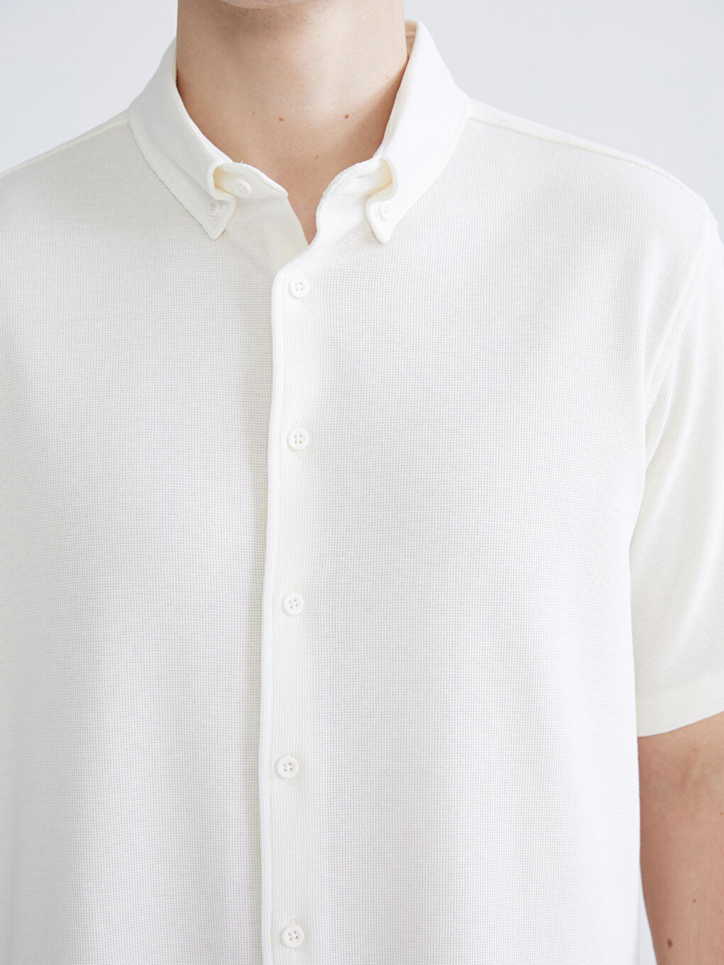 Ekru Regular Fit Kısa Kollu Erkek Gömlek-2