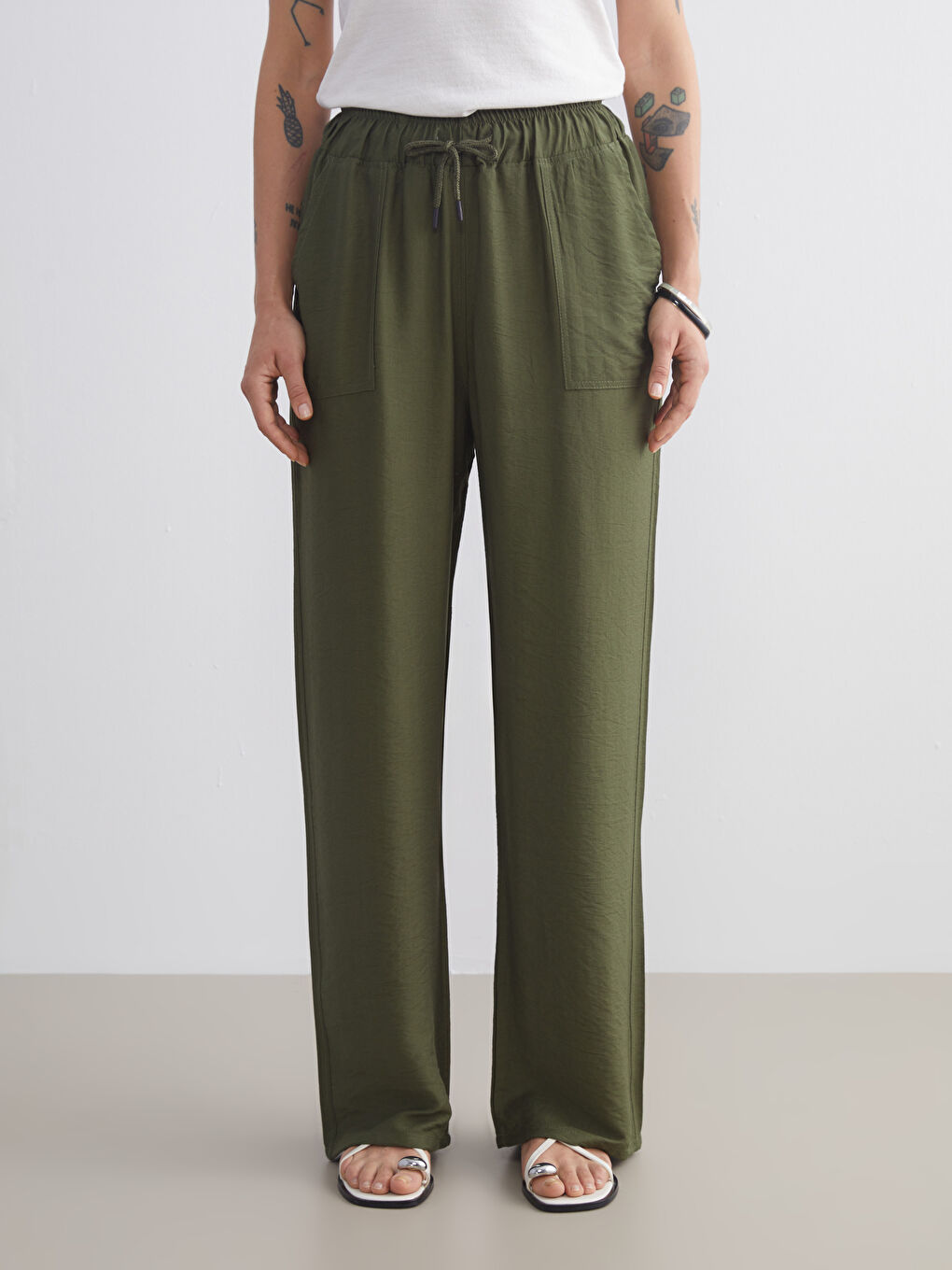 Elasticated Waist Women's Trousers-3