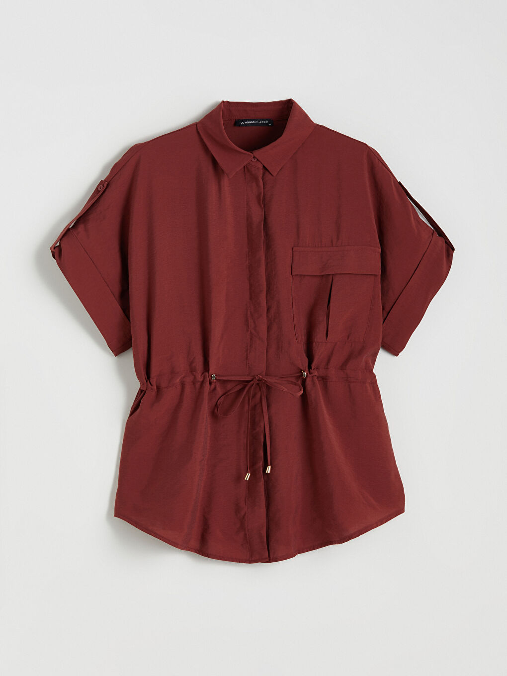 Bordo Oversize Modal Karışımlı Kadın Gömlek-4