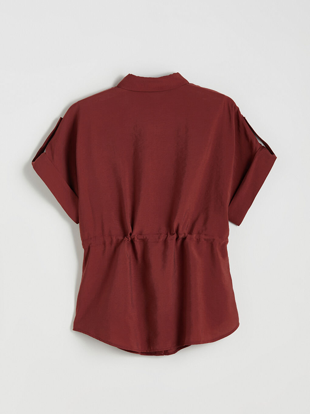 Bordo Oversize Modal Karışımlı Kadın Gömlek-5