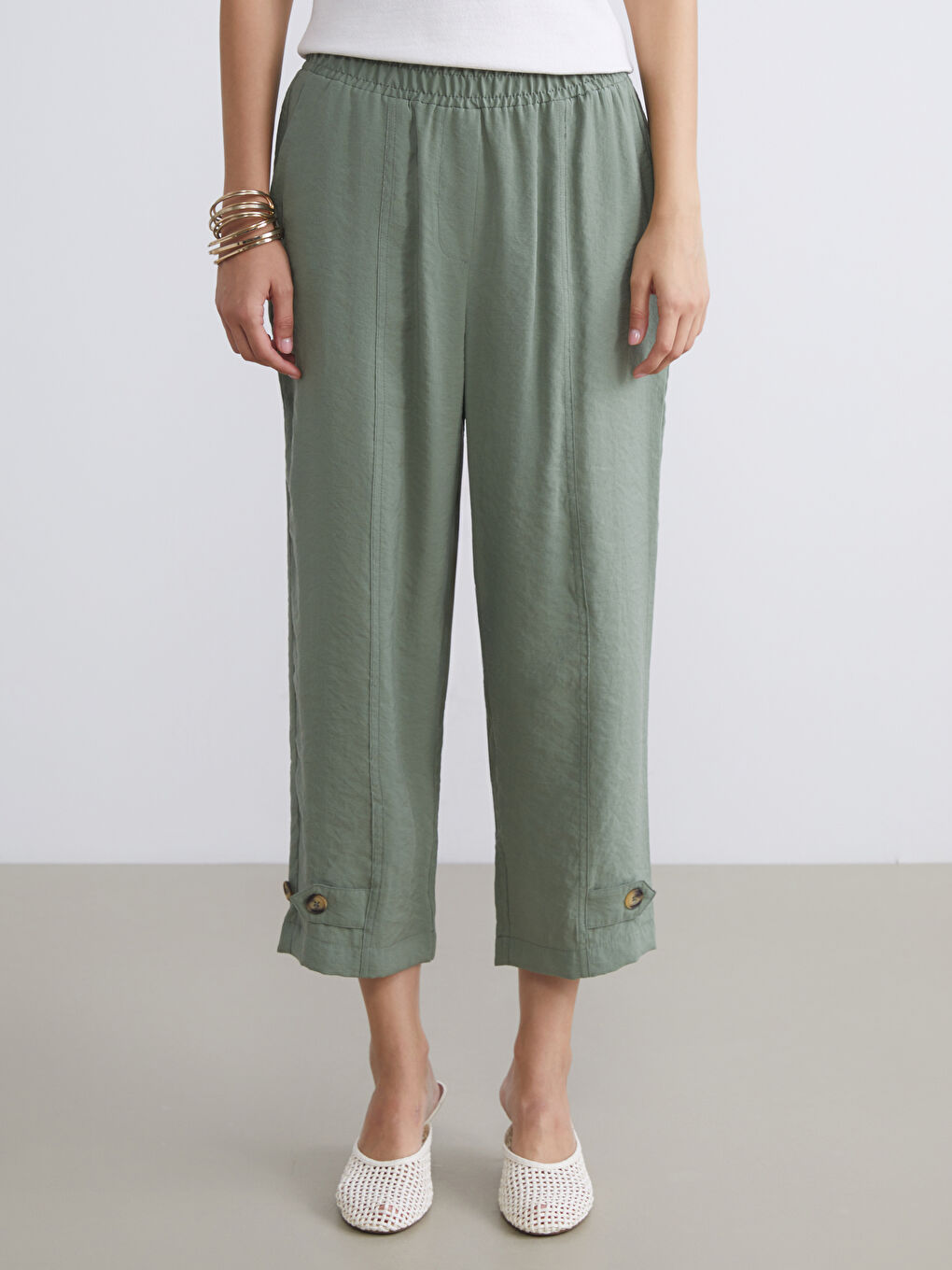 Elasticated Waist Modal Blend Women's Trousers-1