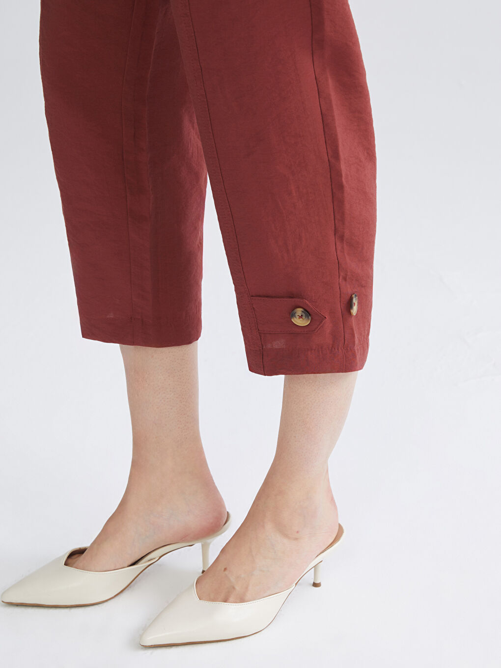 Kırmızı Beli Lastikli Modal Karışımlı Kadın Pantolon-1