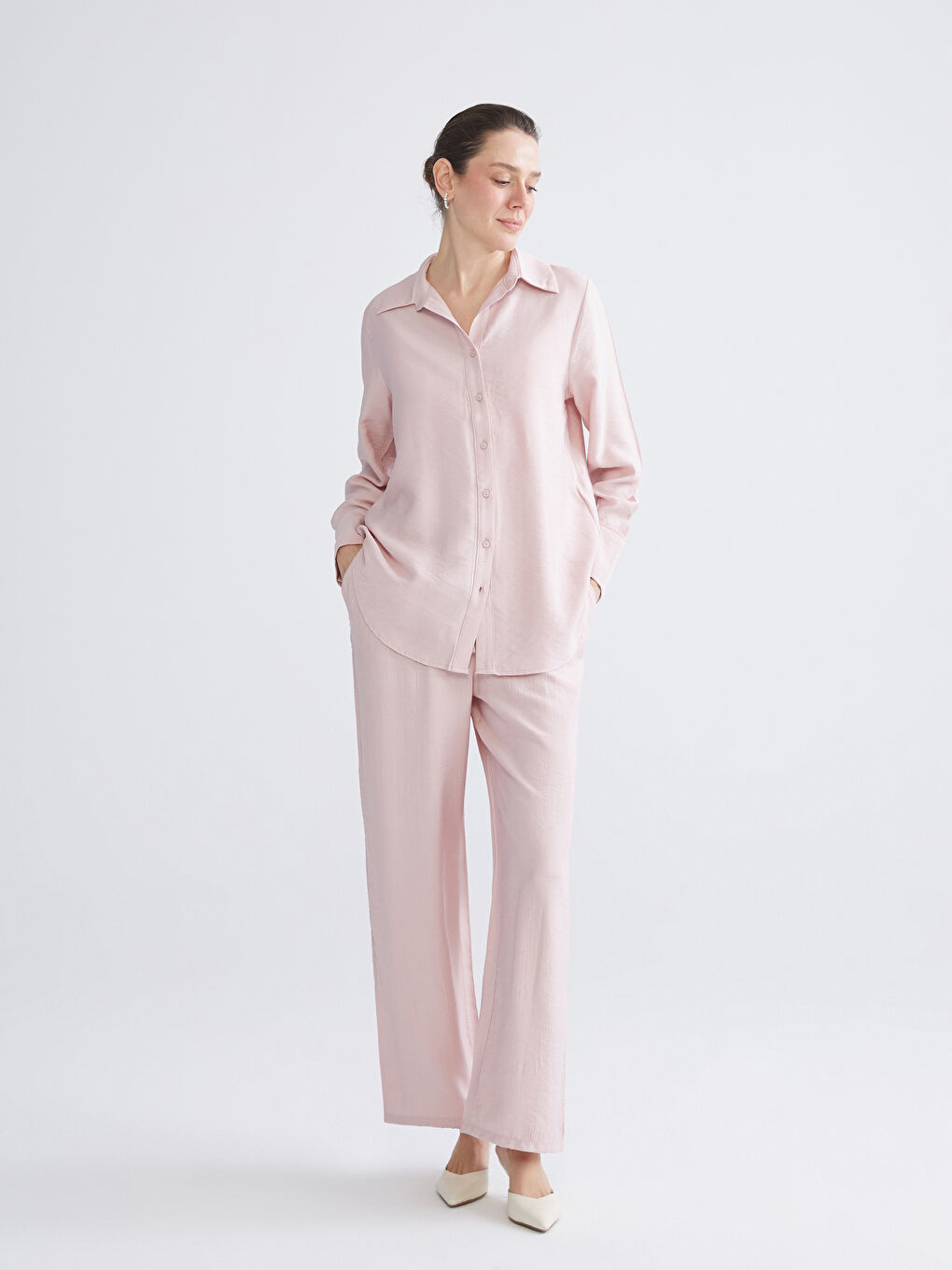 Elasticated Waist Textured Women's Trousers