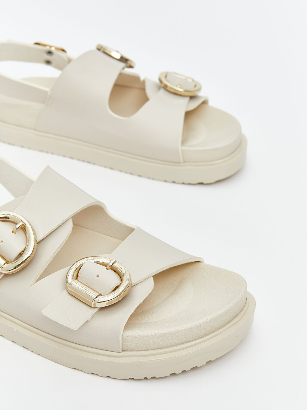 Bej Deri Görünümlü Kız Çocuk Sandalet-2