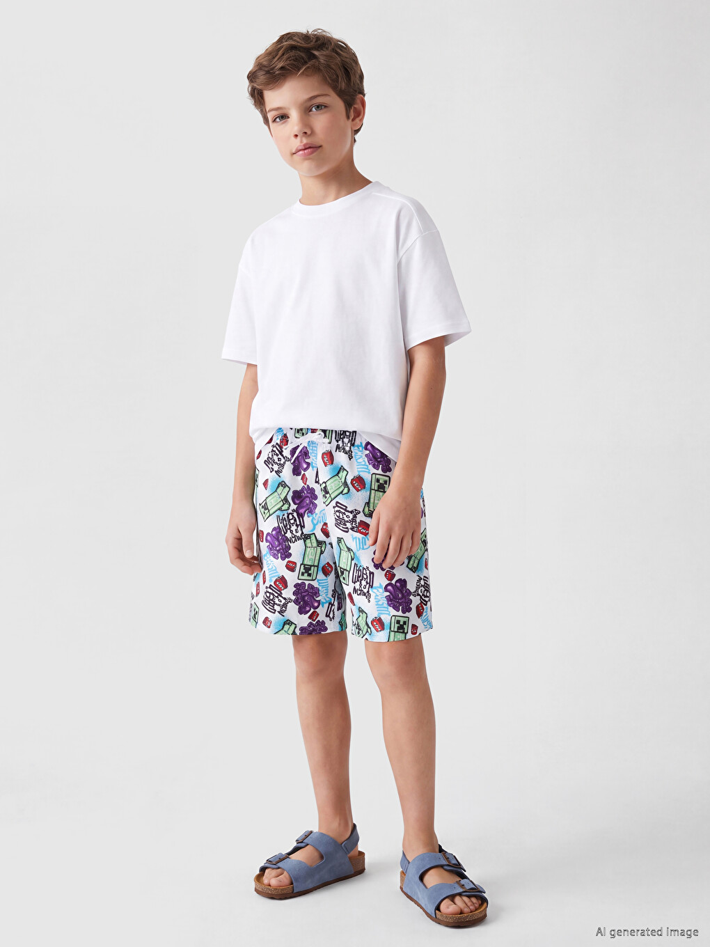 Minecraft Printed Boys' Swimming Shorts