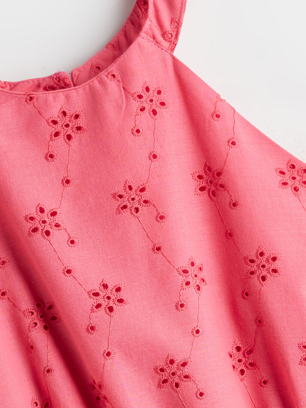 Pembe Halter Yaka Fisto Detaylı Kız Çocuk Elbise-1