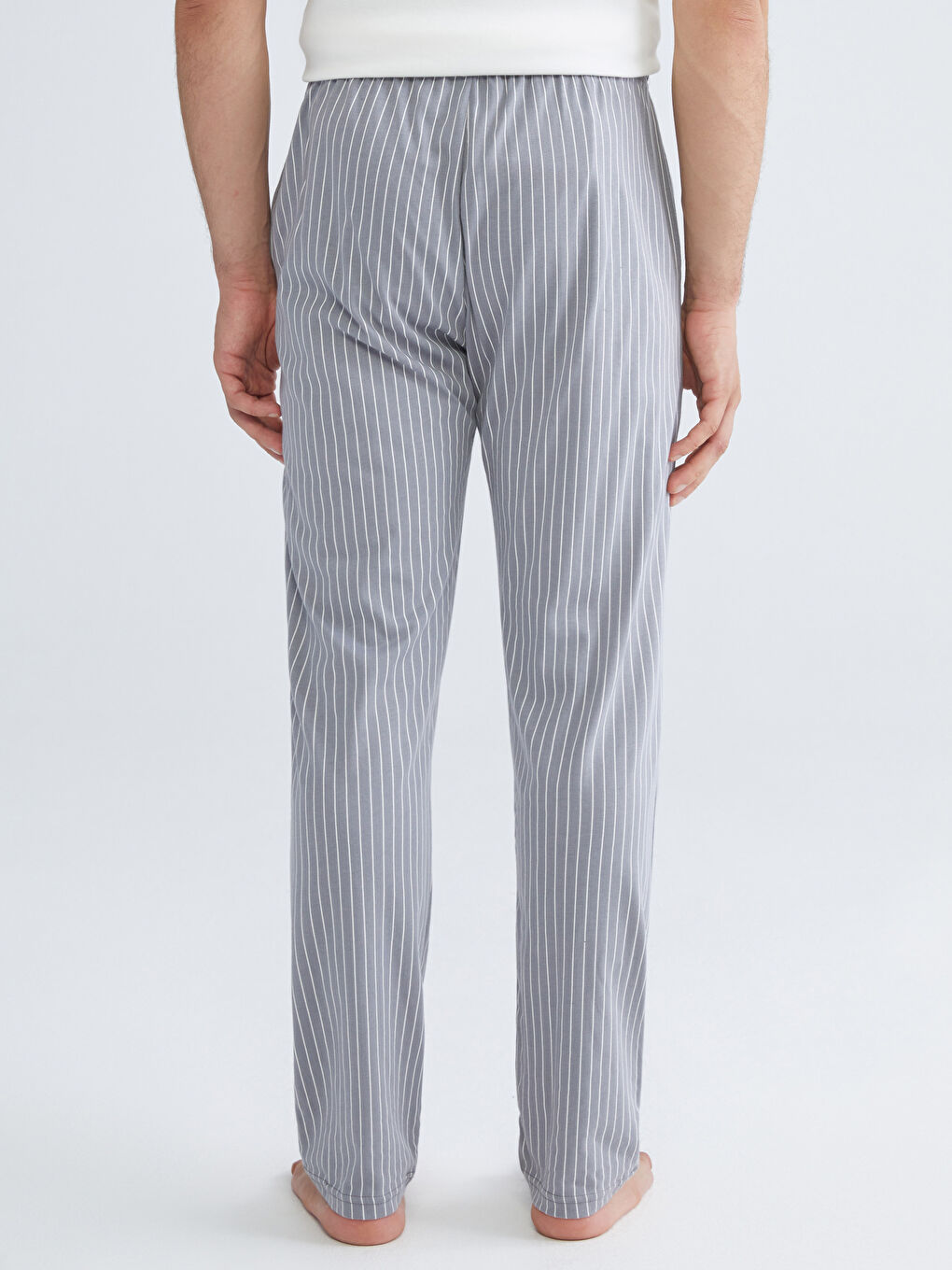 Bej Standart Kalıp Çizgili Erkek Pijama Altı-3