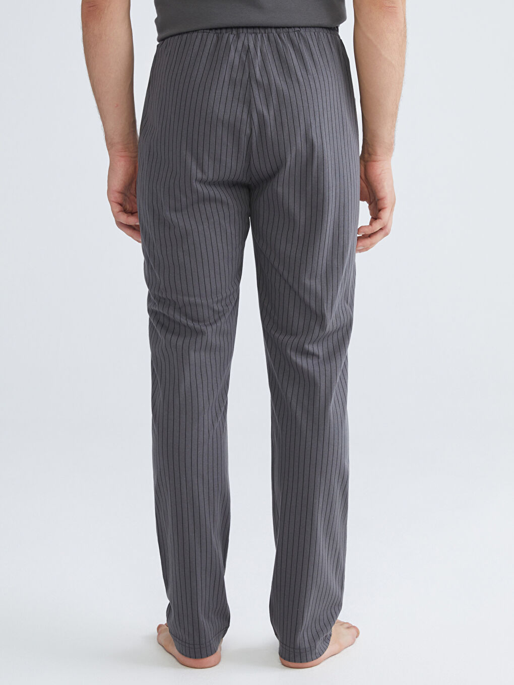 Gri Standart Kalıp Çizgili Erkek Pijama Altı-3