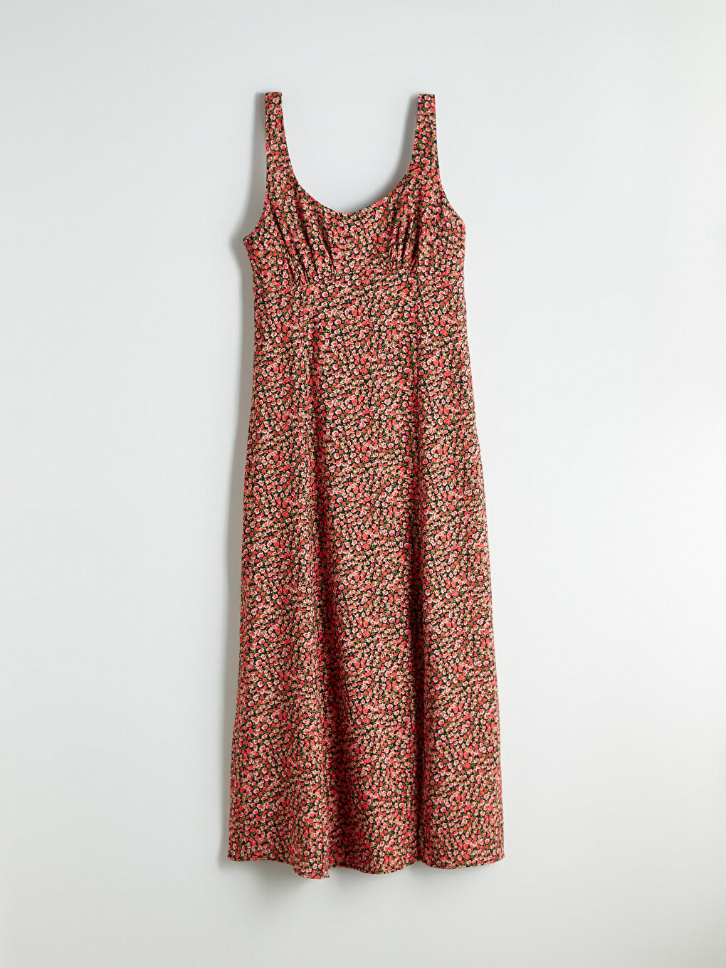 Kahverengi U Yaka Çiçekli Elbise-4