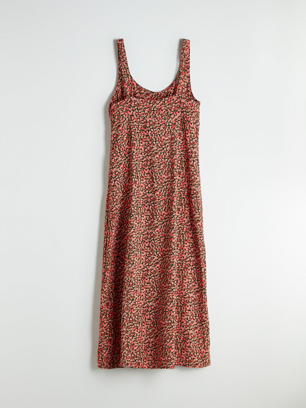 Kahverengi U Yaka Çiçekli Elbise-5