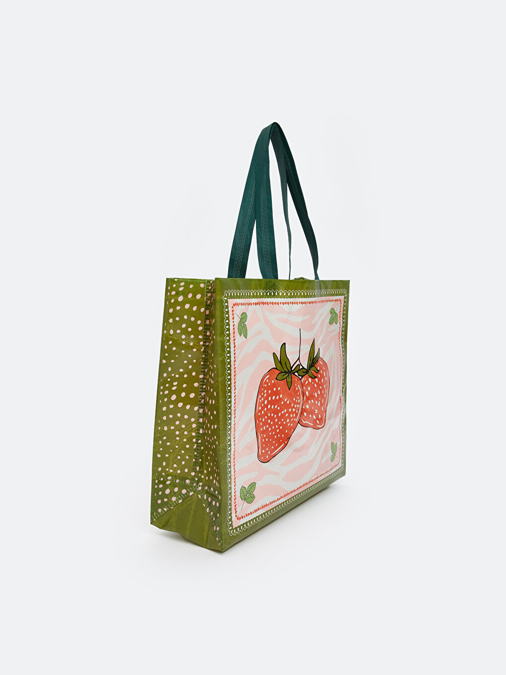 Karışık Çilek Baskılı Kadın Alışveriş Çantası-1