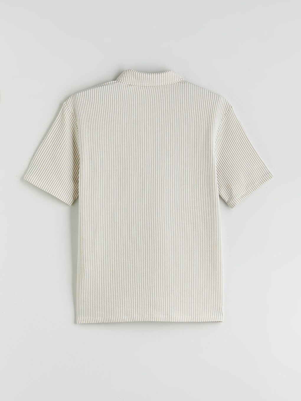 Bej Polo Yaka Çizgili Erkek Tişört-5