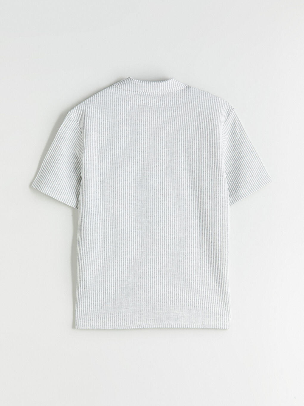 Gri Polo Yaka Çizgili Erkek Tişört-5