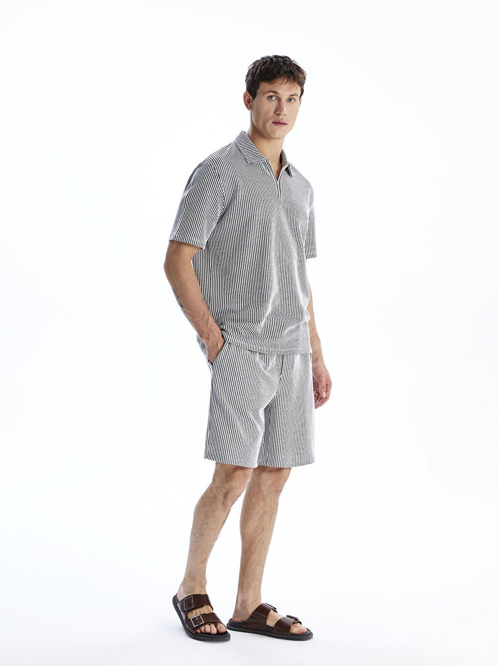 LCW Vision Standard Fit Striped Men's Shorts -S5RO07Z8-LEG