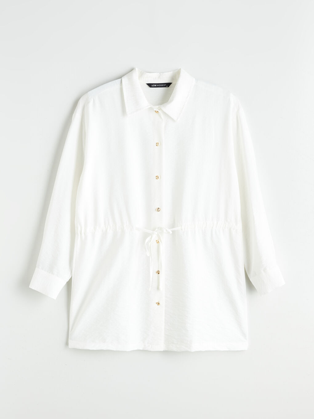 Ekru Bağcıklı Kadın Gömlek Tunik-4