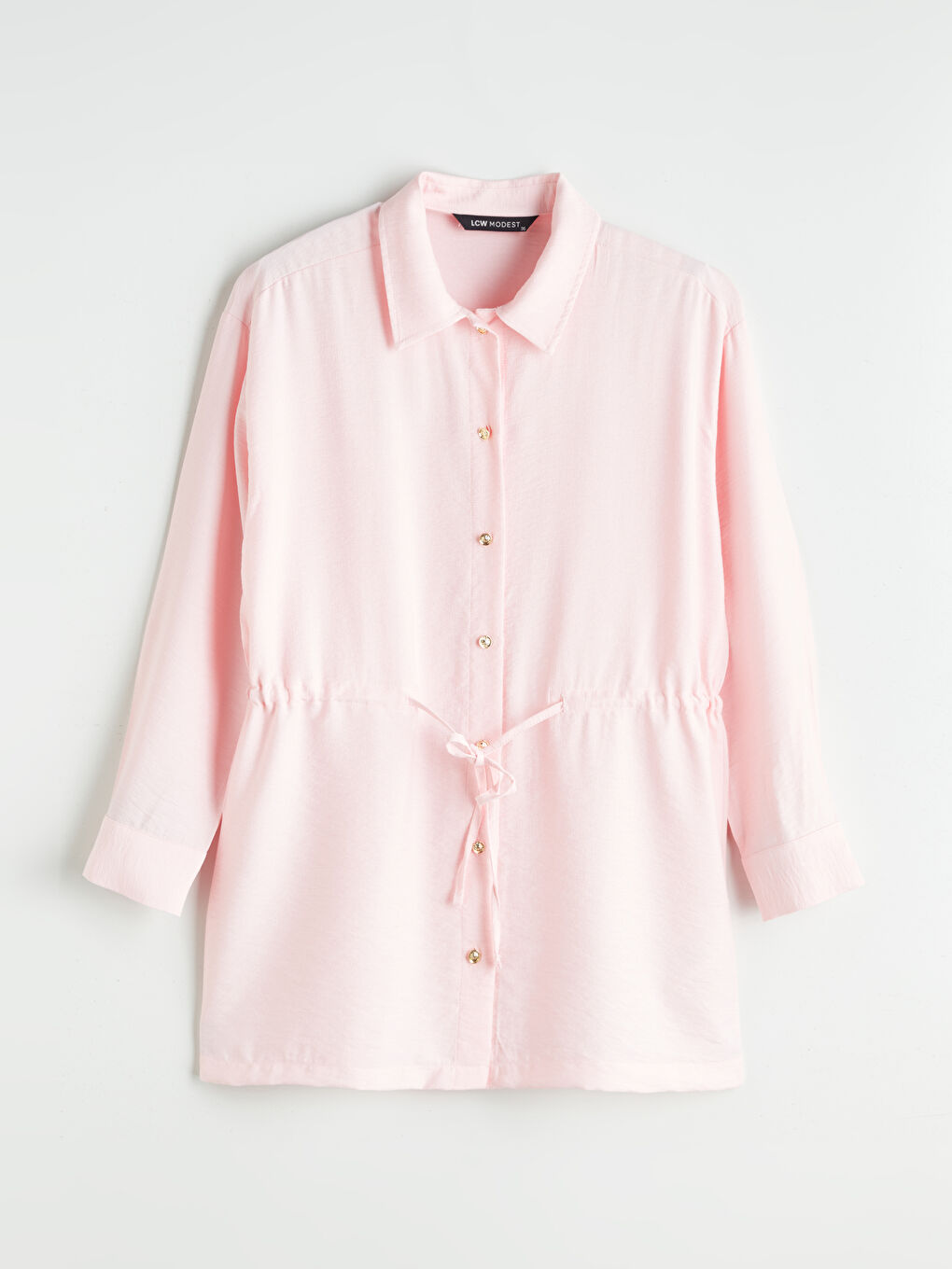 Pembe Bağcıklı Kadın Gömlek Tunik-4