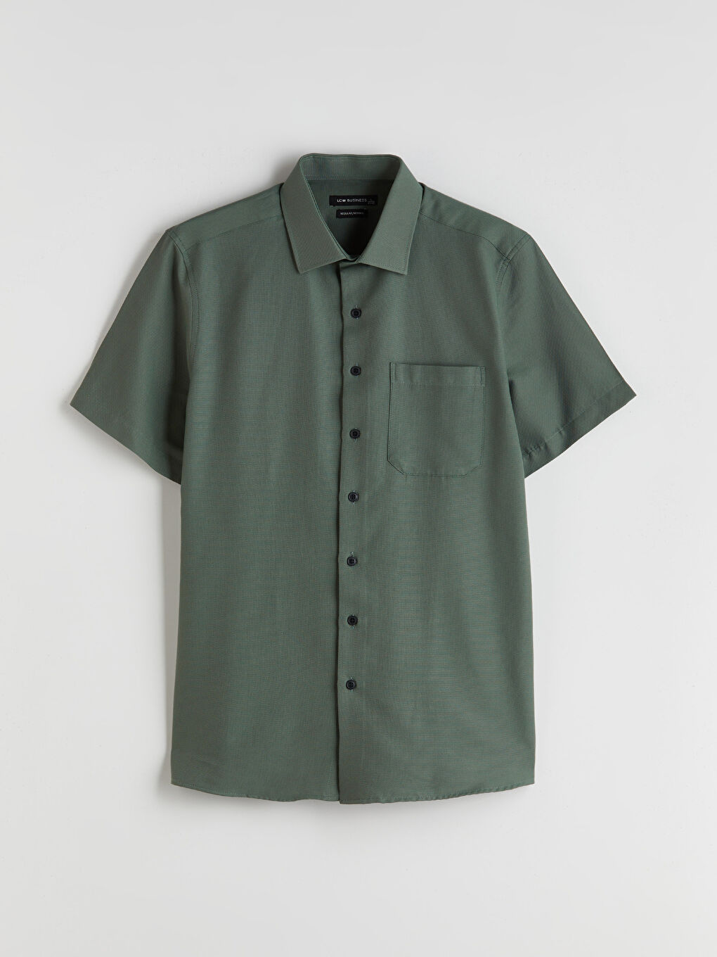 Yeşil Regular Fit Kısa Kollu Armürlü Erkek Gömlek-4