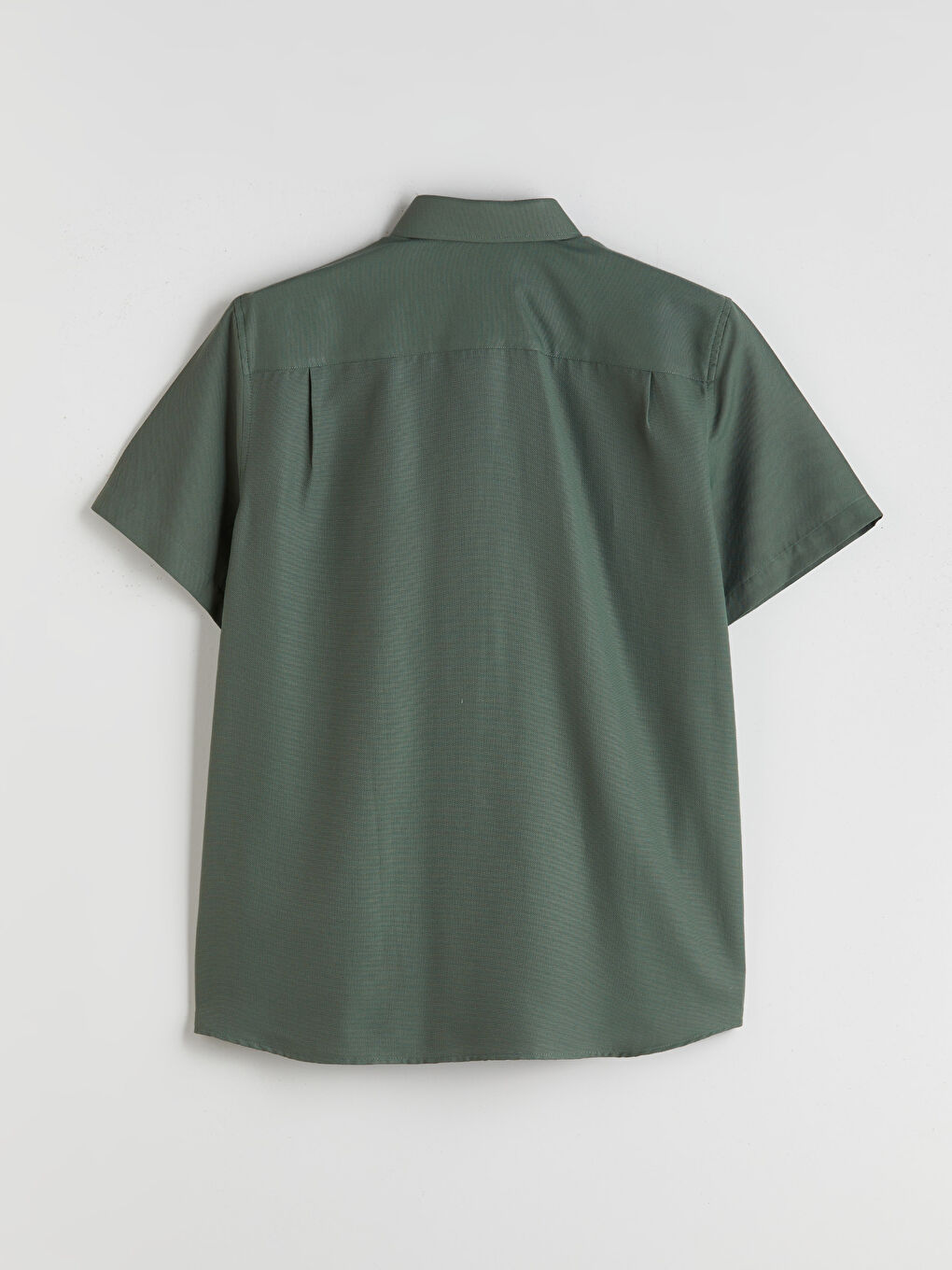 Yeşil Regular Fit Kısa Kollu Armürlü Erkek Gömlek-5