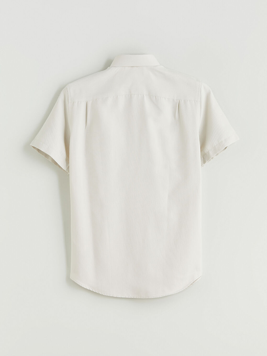 Bej Regular Fit Kısa Kollu Armürlü Erkek Gömlek-5